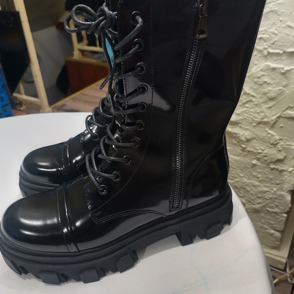 Dream Pairs Women Combat Boots Lace Up Chunky Platform Side Zip Boots. SZ 8.5 - Picture 4 of 6